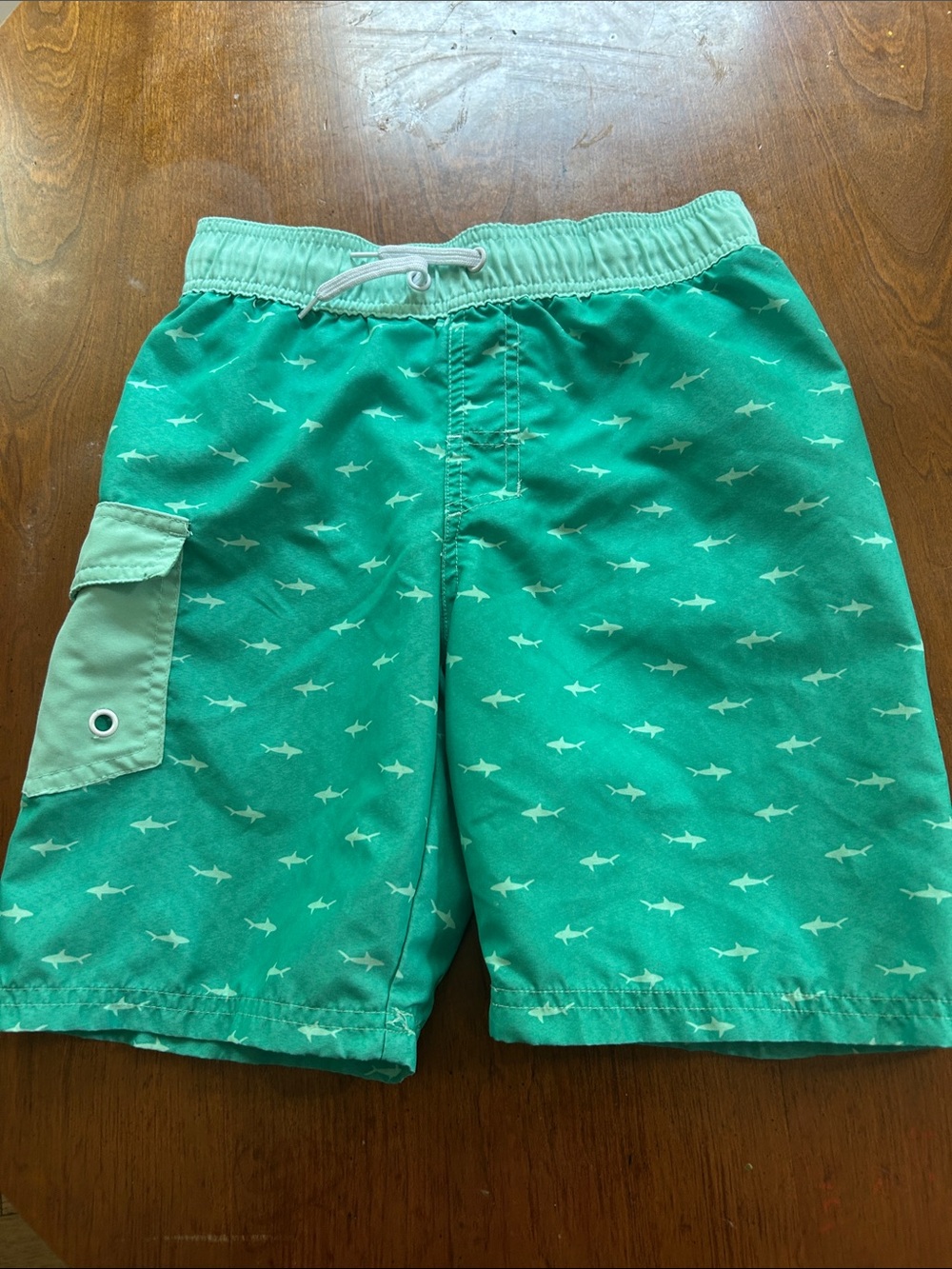 Cat & Jack Teal Shark Print Swim Shorts